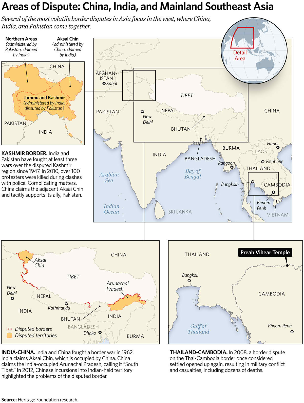 Areas of Dispute: China, India, and Mainland Southeast Asia Areas of Dispute: China, India, and Mainland Southeast Asia